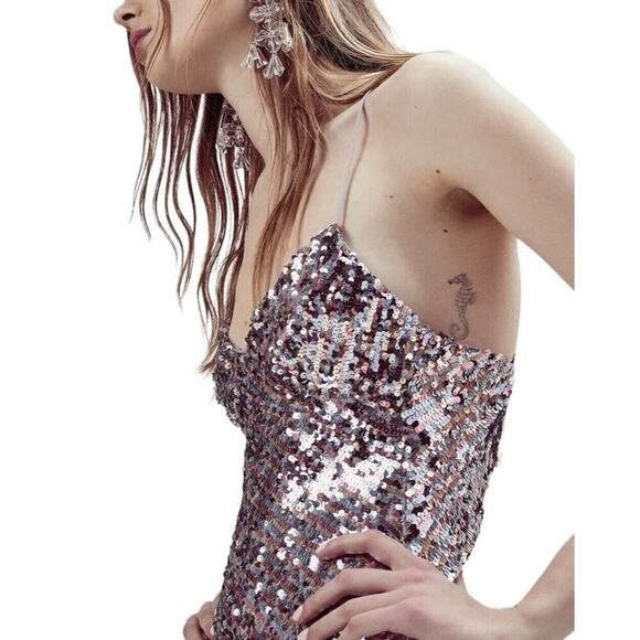 For Love and Lemons Showtime Sequin Mini Dress Womens Small Multicolor NWT $255 - Picture 3 of 13